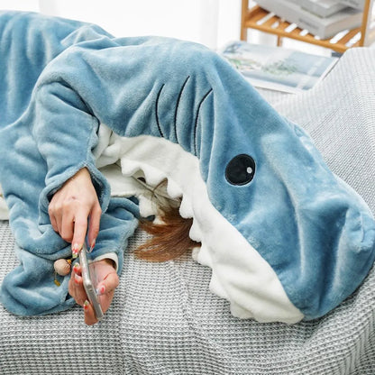 SnugglySharky Blanket Super Soft Hooded Sleeping Bag