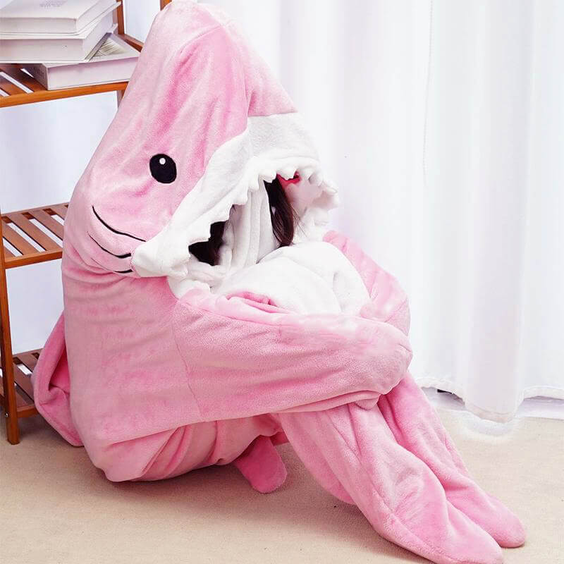 SnugglySharky Blanket Super Soft Hooded Sleeping Bag
