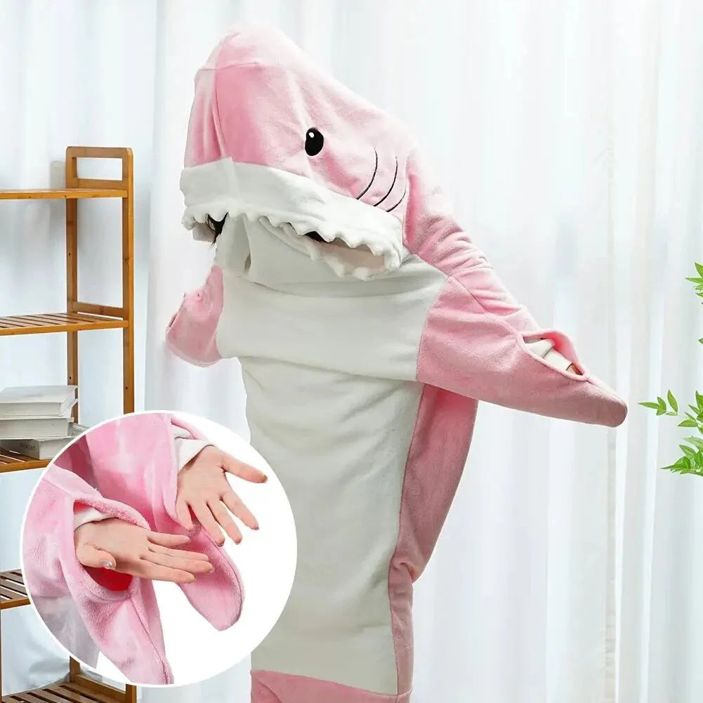 SnugglySharky Blanket Super Soft Hooded Sleeping Bag