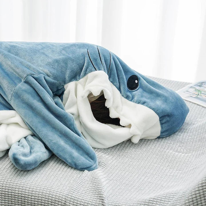 SnugglySharky Blanket Super Soft Hooded Sleeping Bag
